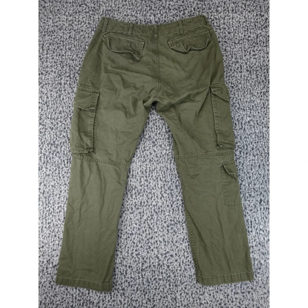 YoungLA Cargo Pants Men Medium Olive Green Multi-Pocket Straight Leg Utility